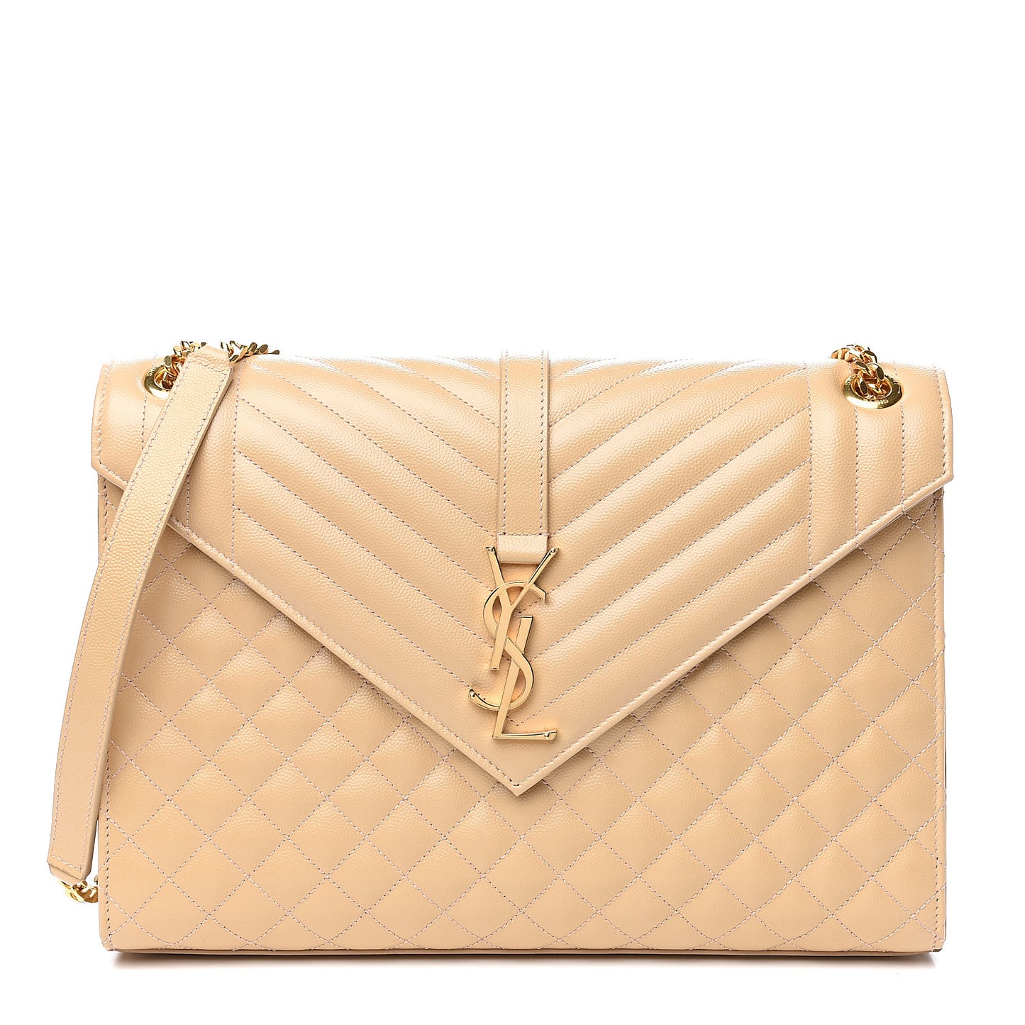 Grain De Poudre Mixed Matelasse Large Triquilt Monogram Satchel Nude Powder