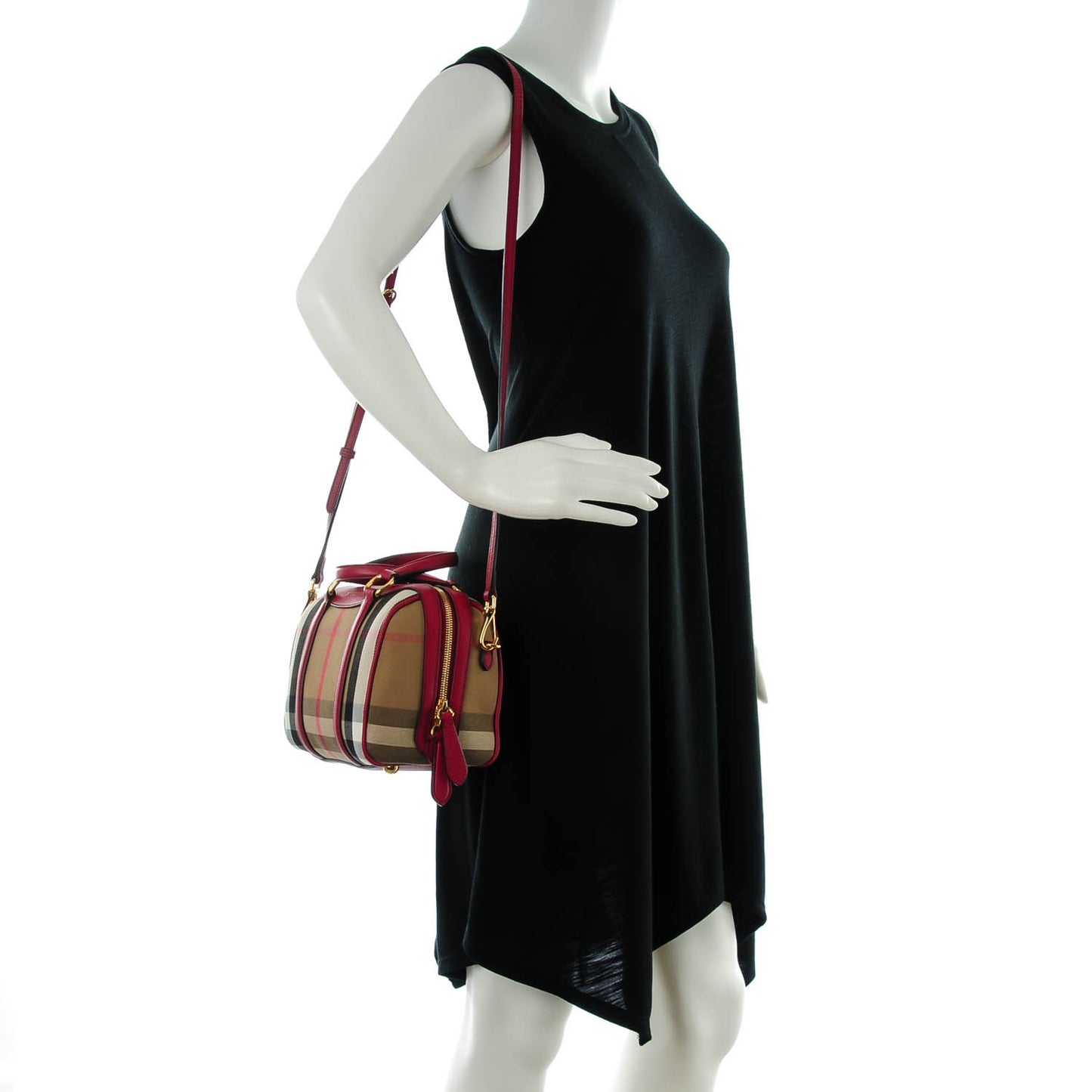 House Check Derby Calfskin Small Alchester Bowling Bag Russet Red