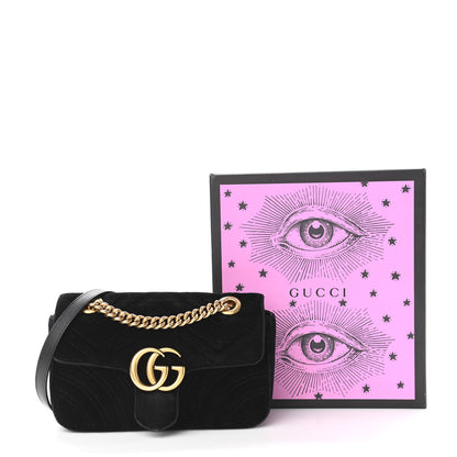 Gucci Velvet Matelasse Mini GG Marmont Shoulder Bag Black 15 of 15