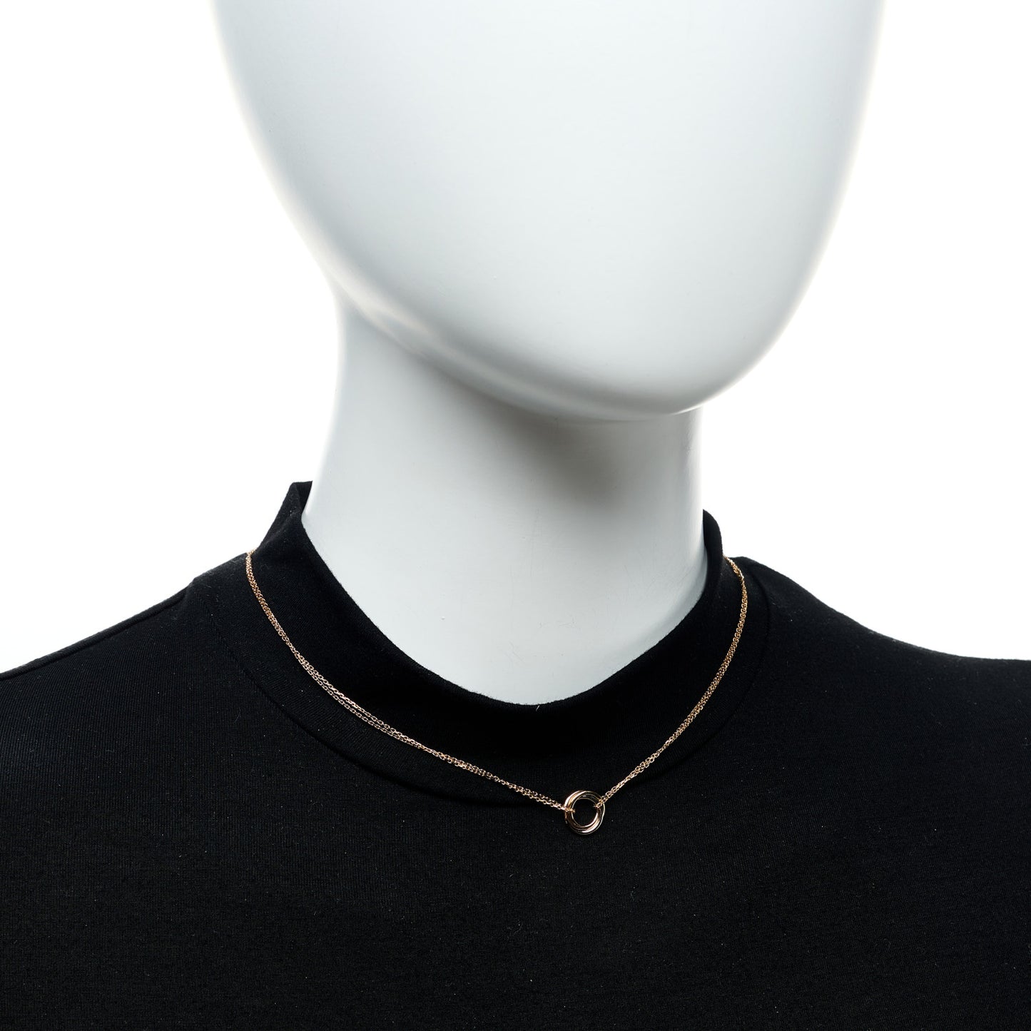 18K Pink Yellow White Gold Trinity Double Chain Pendant Necklace