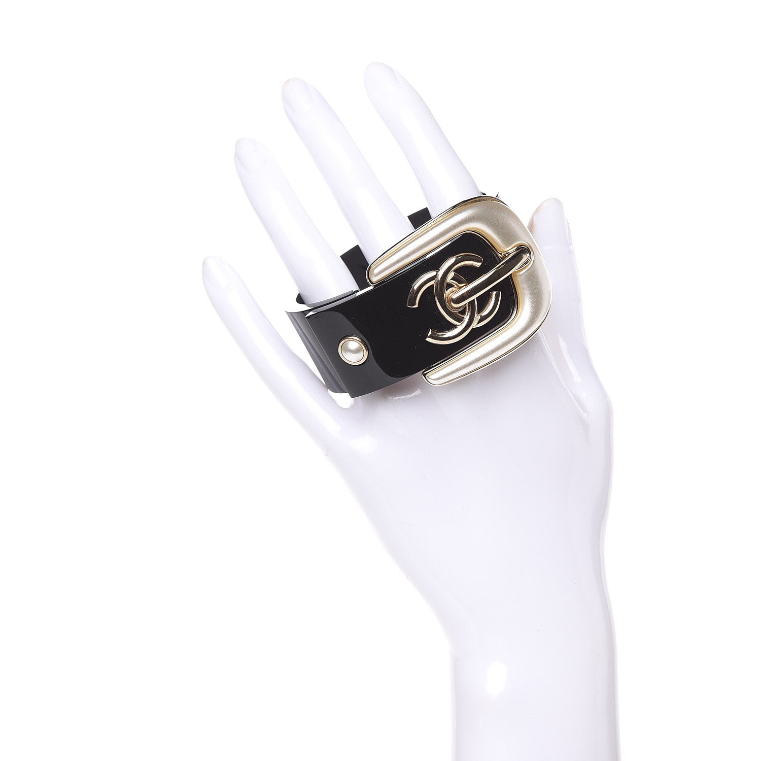Chanel Resin CC Buckle Cuff Black 2 of 5
