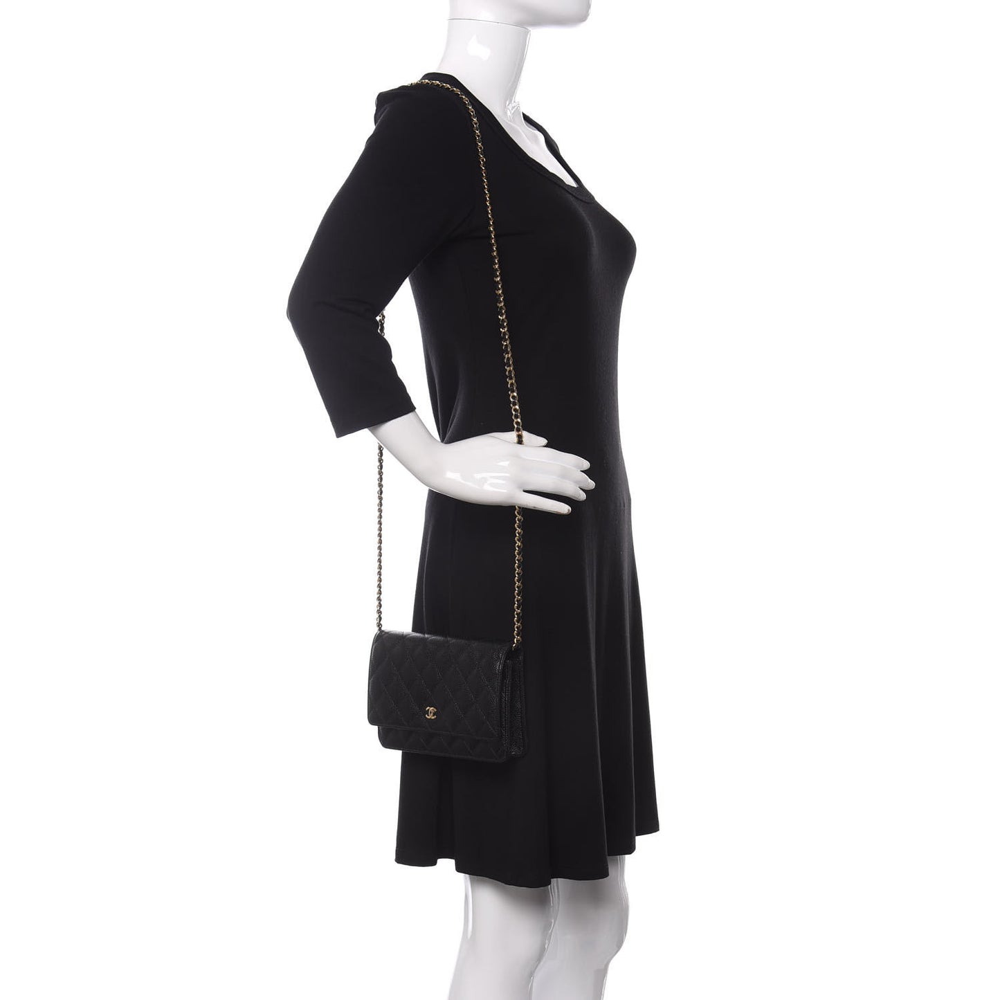 Caviar Quilted Wallet On Chain WOC Black