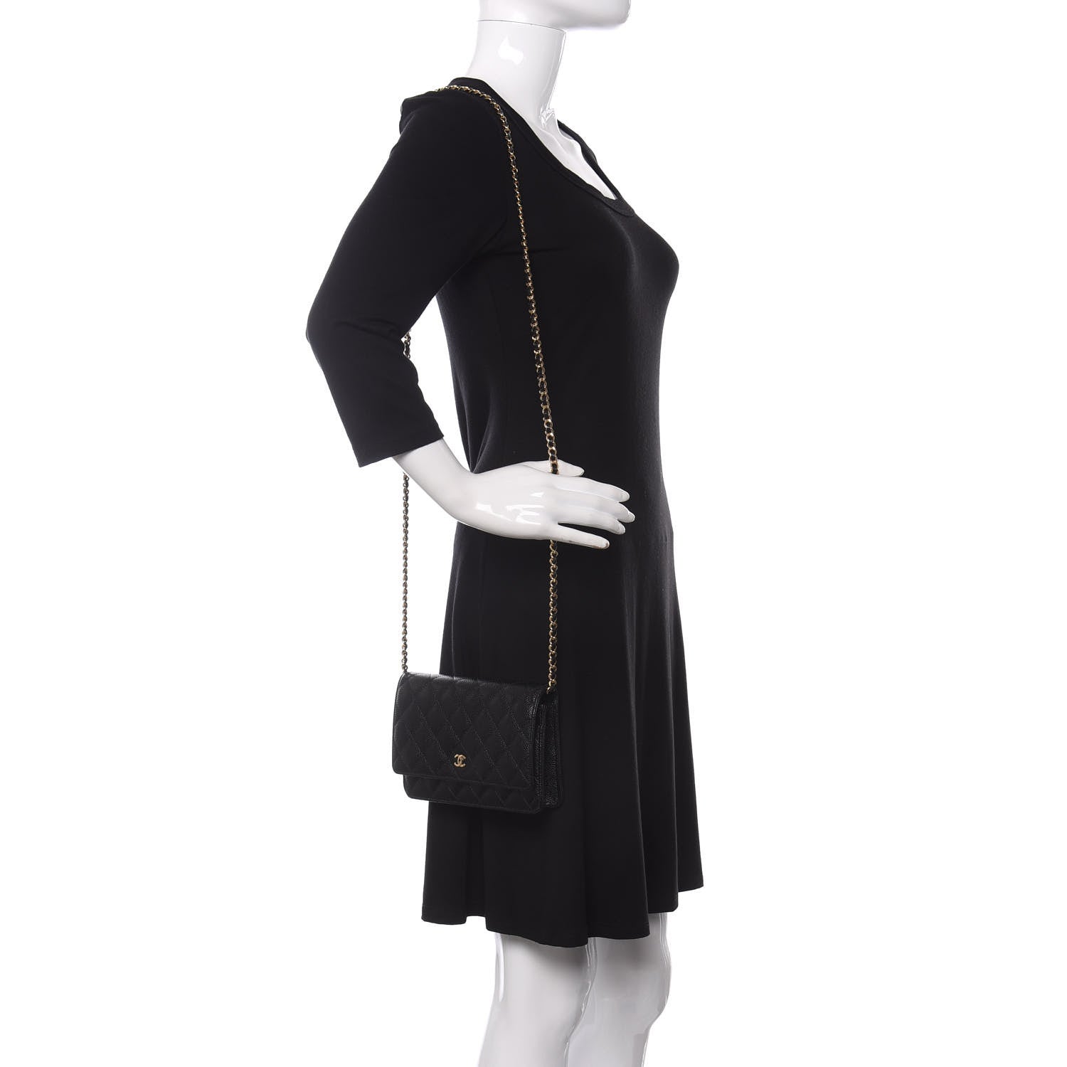 Chanel Caviar Quilted Wallet On Chain WOC Black 2 of 12