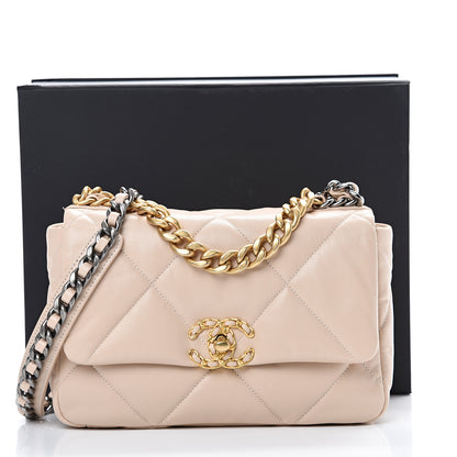 Chanel Goatskin Quilted Medium 19 Flap Beige 9 of 9