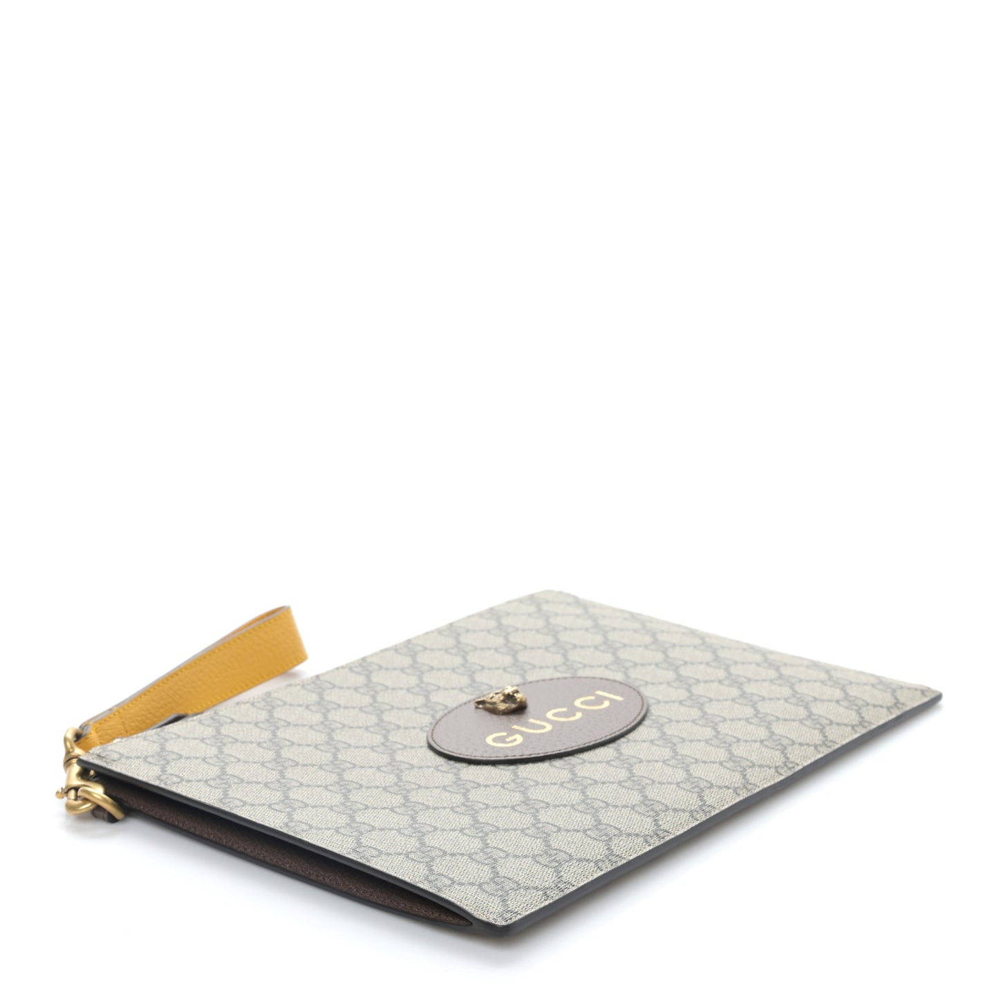 GG Supreme Monogram Neo Vintage Zip Wristlet Pouch Beige New Acero Crop
