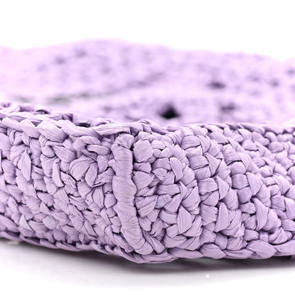 Prada Yarn Raffia Effect Crochet Logo Embroidered Tote Bag Lilium 8 of 8