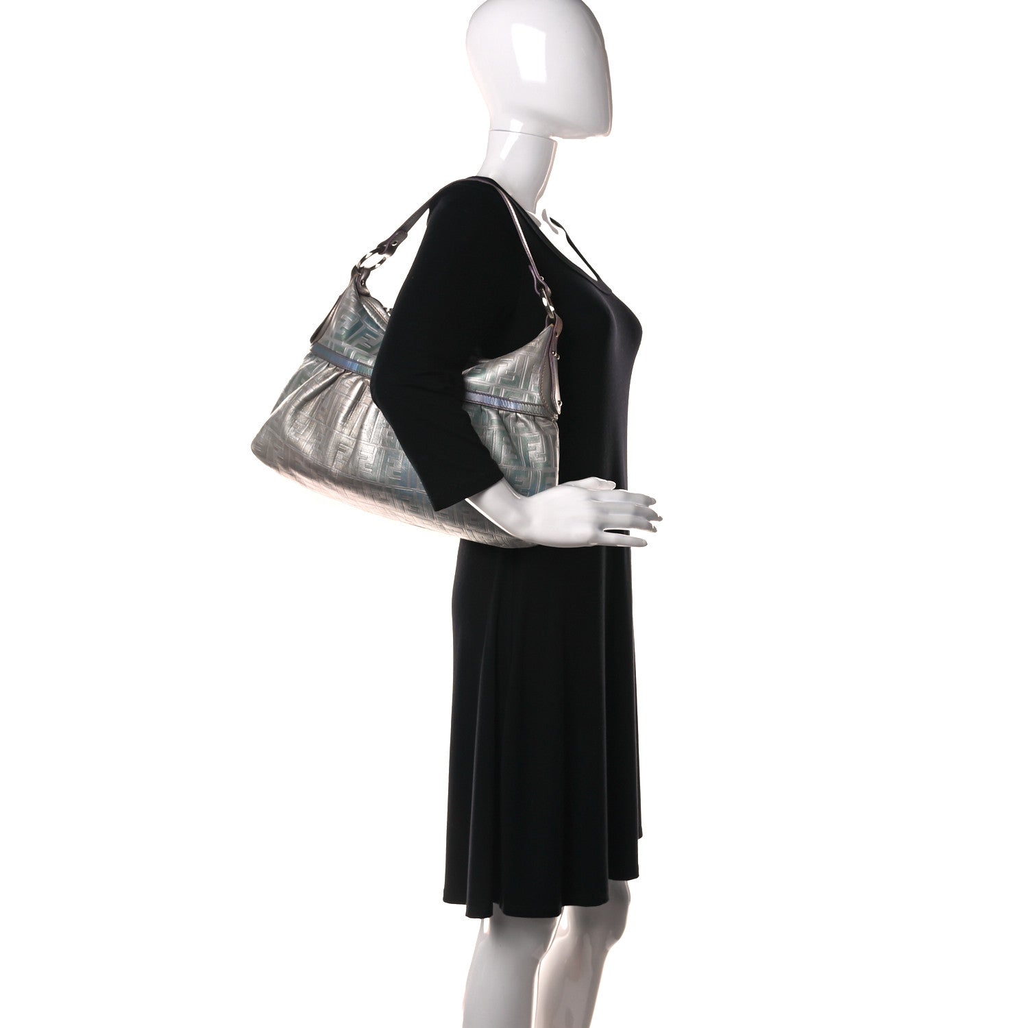 Fendi Metallic Calfskin FF Embossed Chef Hobo Multicolor 3 of 9