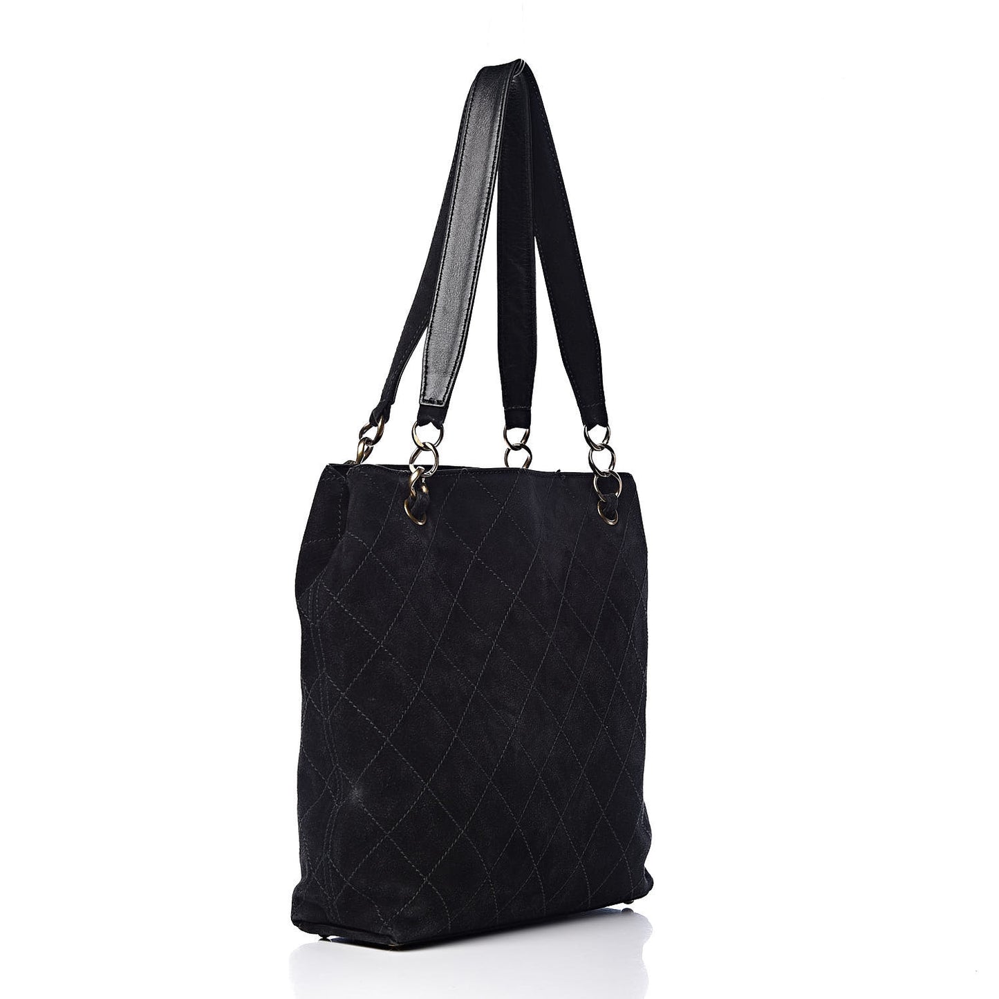 Iridescent Caviar Quilted Tote Black