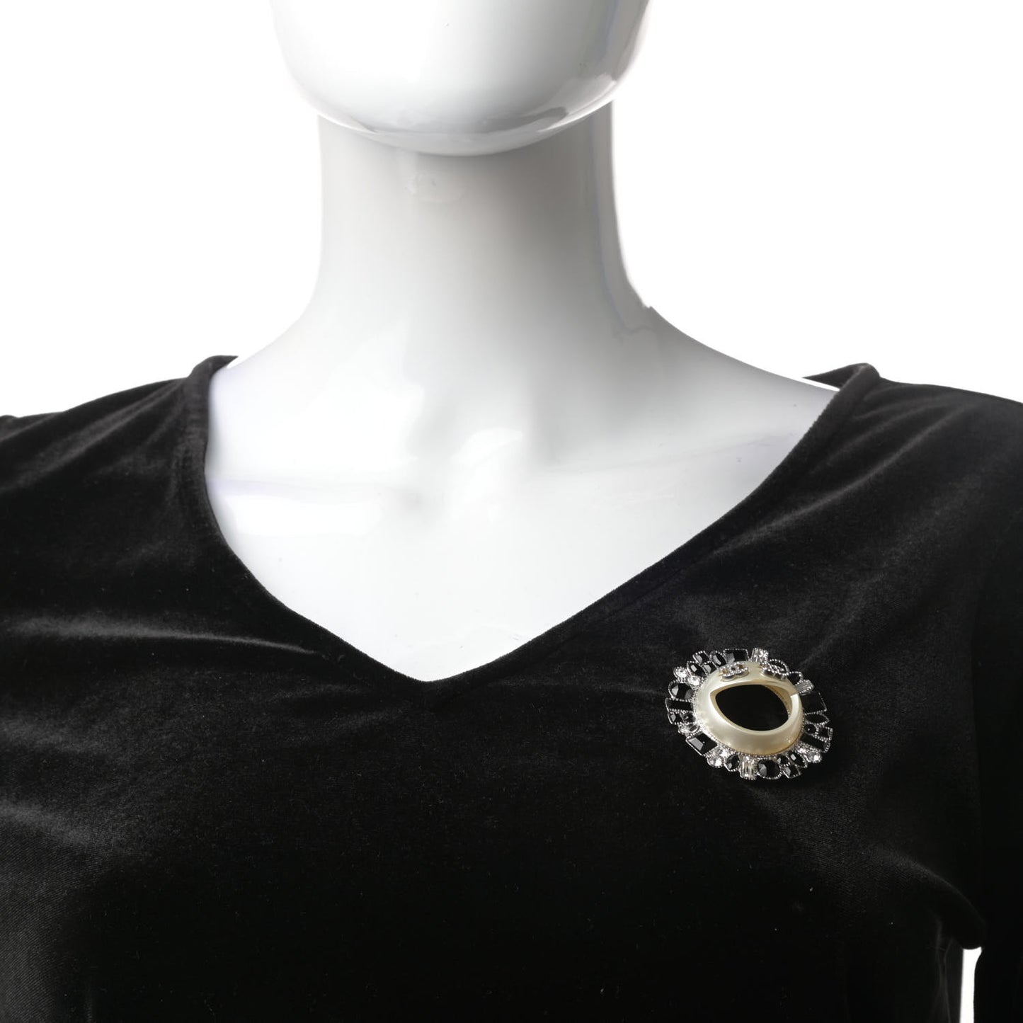 Crystal CC Smiley Emoji Brooch Silver