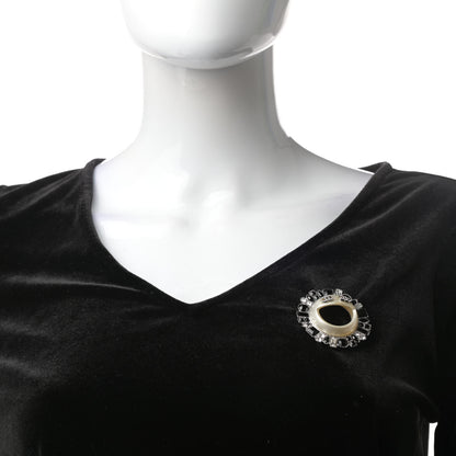 Chanel Crystal CC Smiley Emoji Brooch Silver 2 of 5