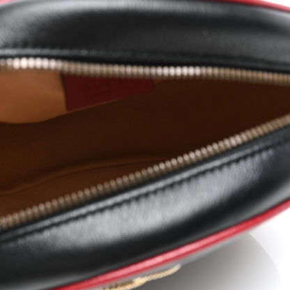 Gucci Vintage Effect Calfskin Matelasse Diagonal Mini Torchon GG Marmont Round Shoulder Bag Black Romantic Cherry 5 of 11