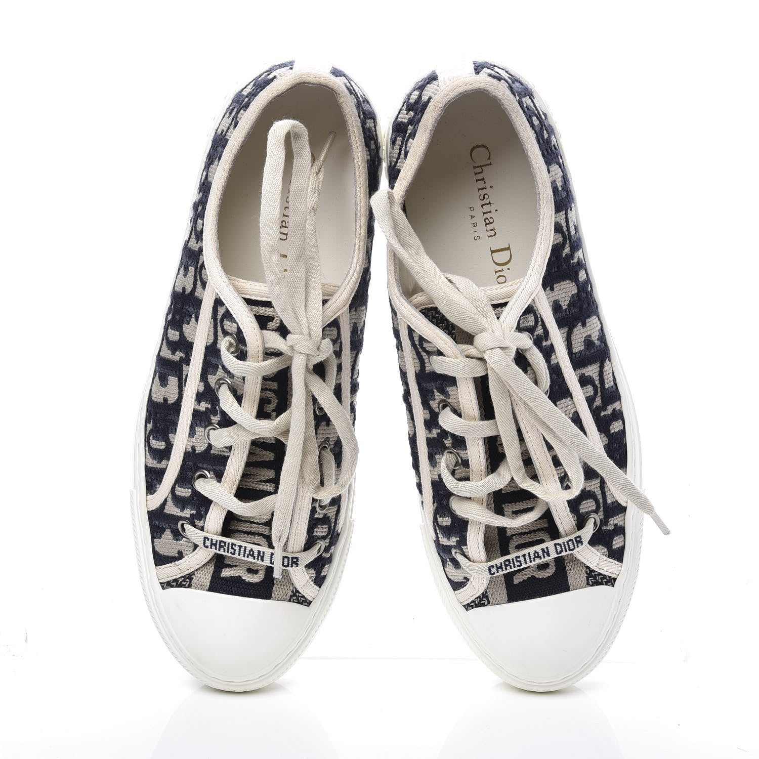 Christian Dior Canvas Oblique Walk'N'Dior Low Top Sneakers 38 Deep Blue 5 of 10