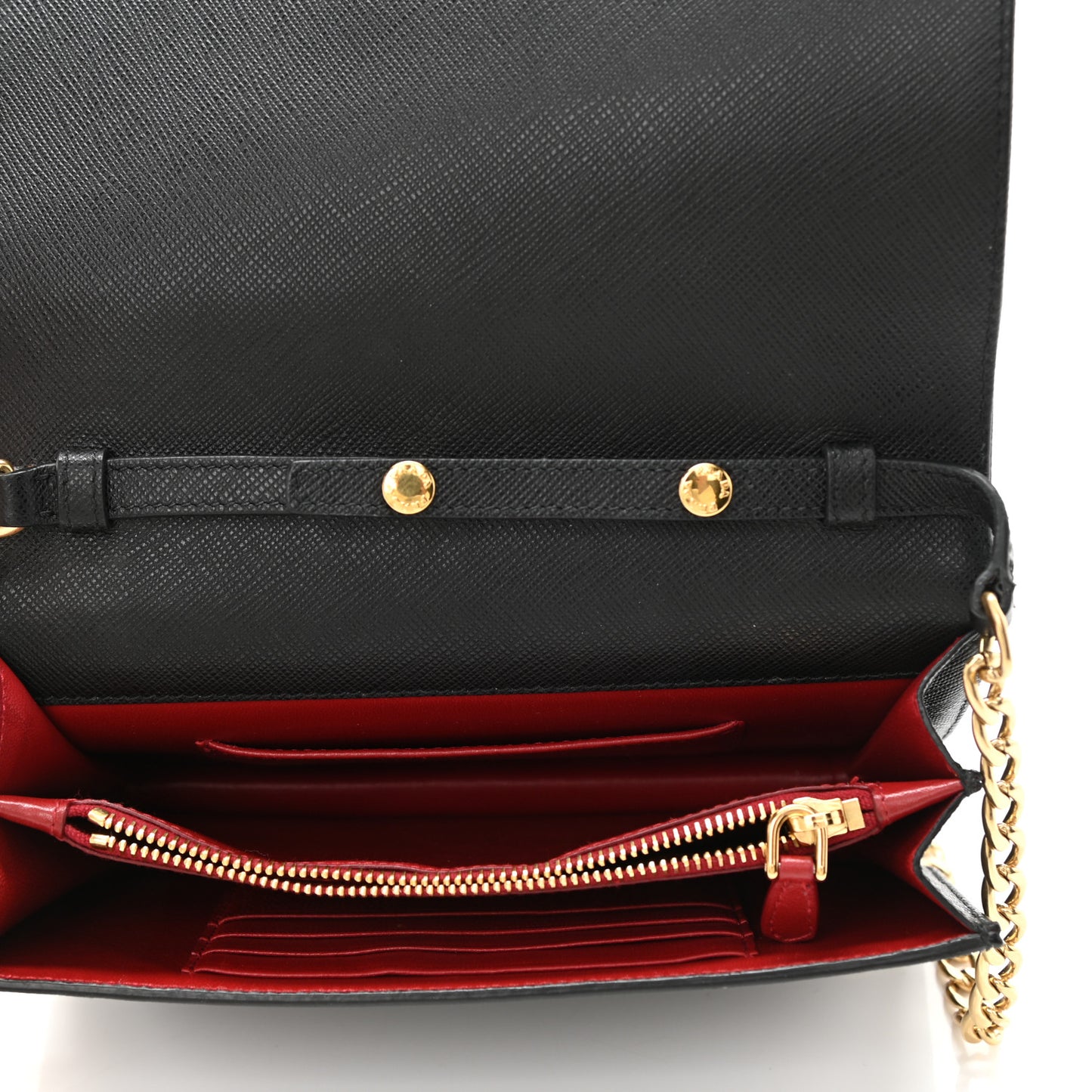 Saffiano Chain Wallet Black