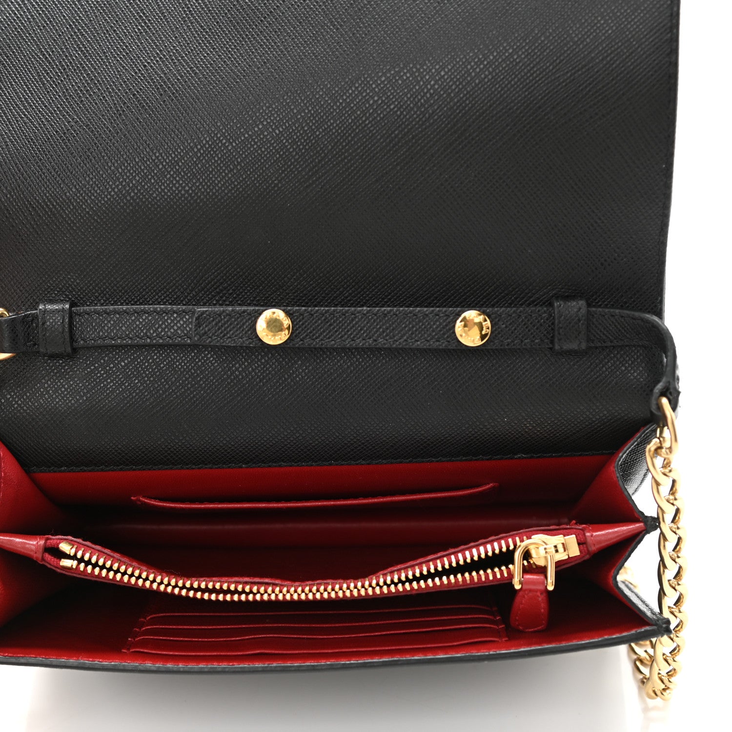 Prada Saffiano Chain Wallet Black 5 of 9