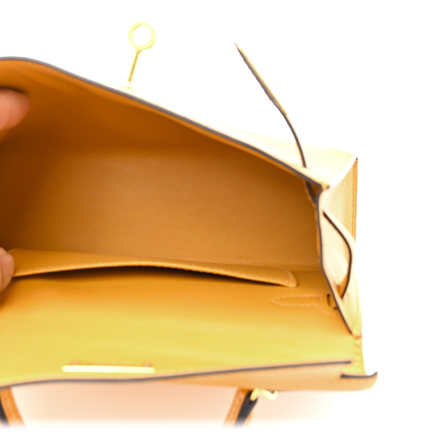 Hermes Chevre Mysore Mini Kelly Sellier 20 Jaune D'or 5 of 14