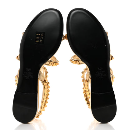 Valentino Garavani Metallic Calfskin Rockstud No Limit Sandals 40.5 Gold 5 of 8