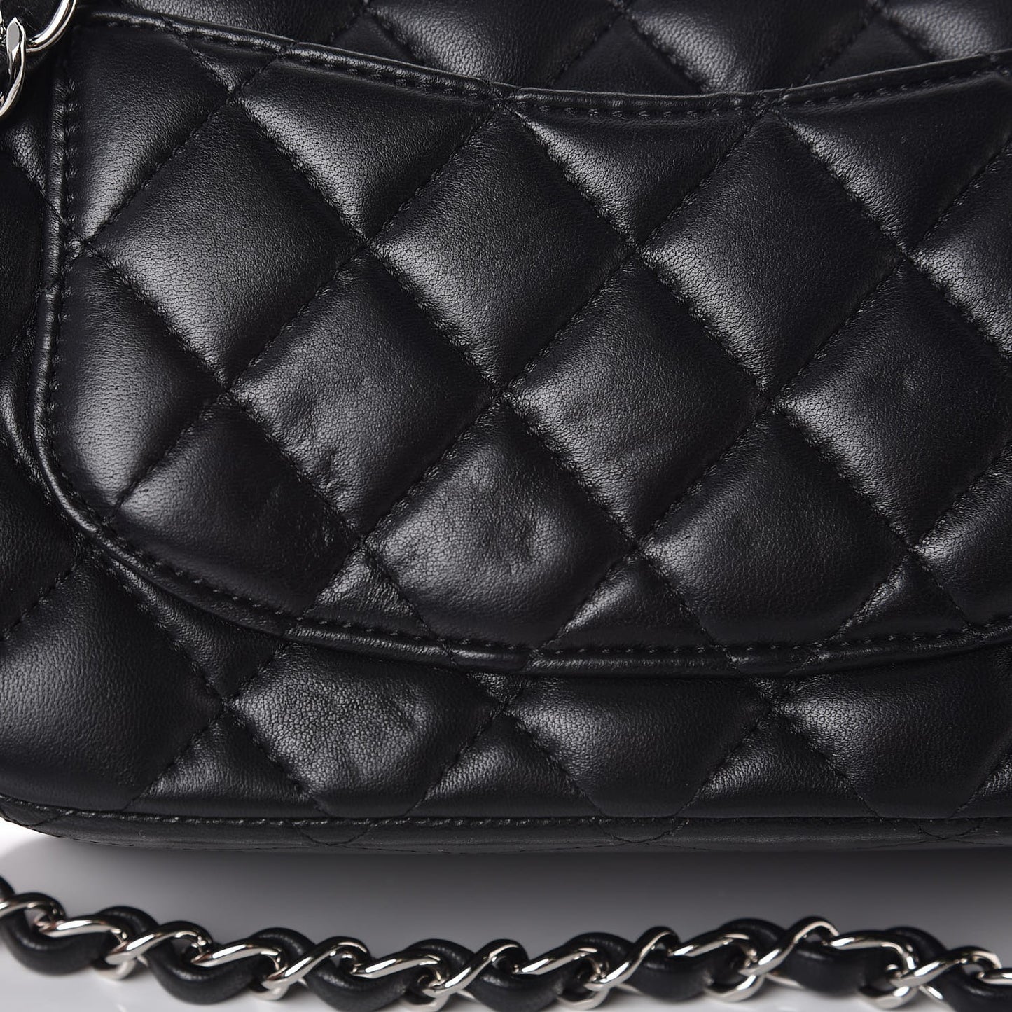 Lambskin Quilted Mini Square Flap Black