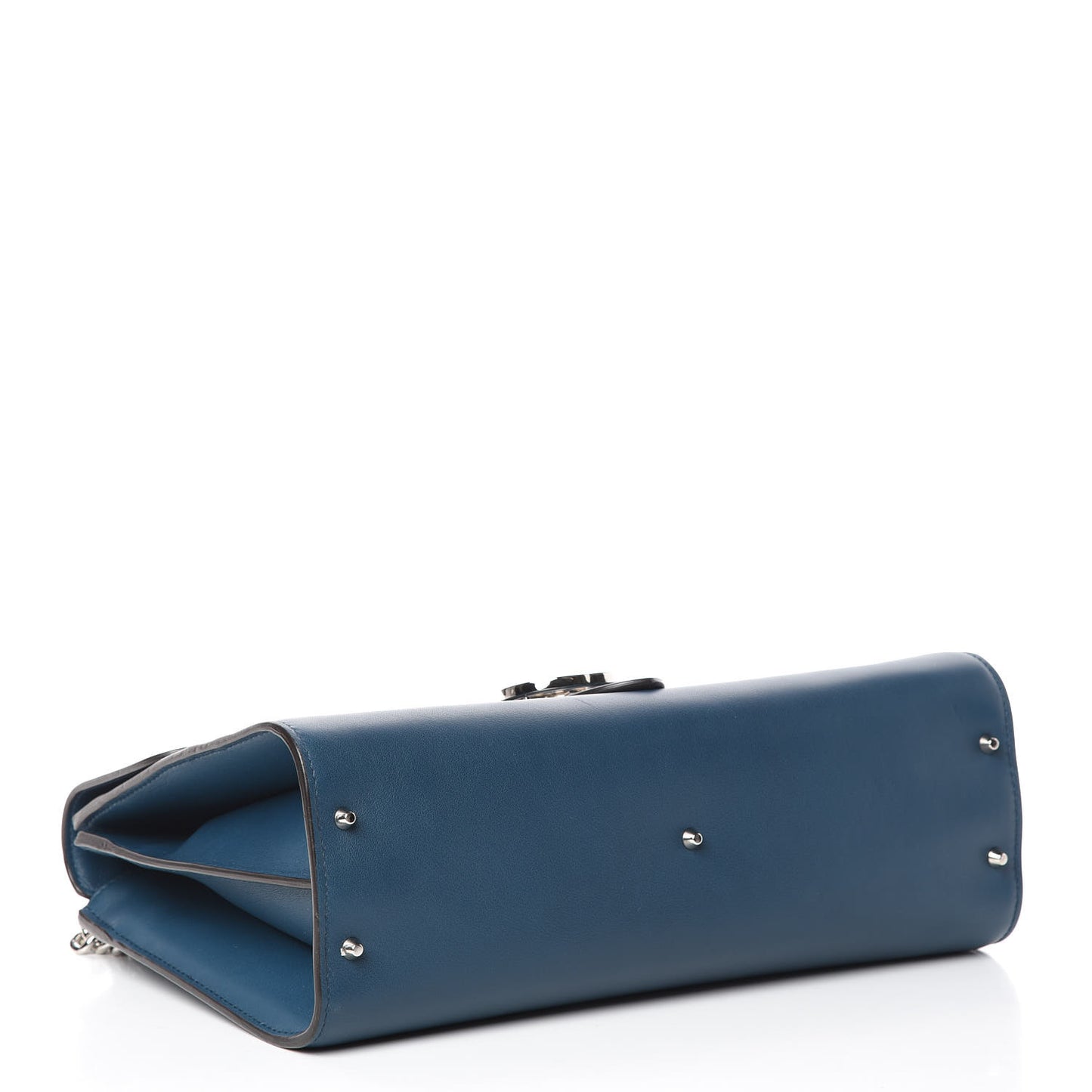 Moon Calfskin Medium Interlocking Shoulder Bag Dusty Avio