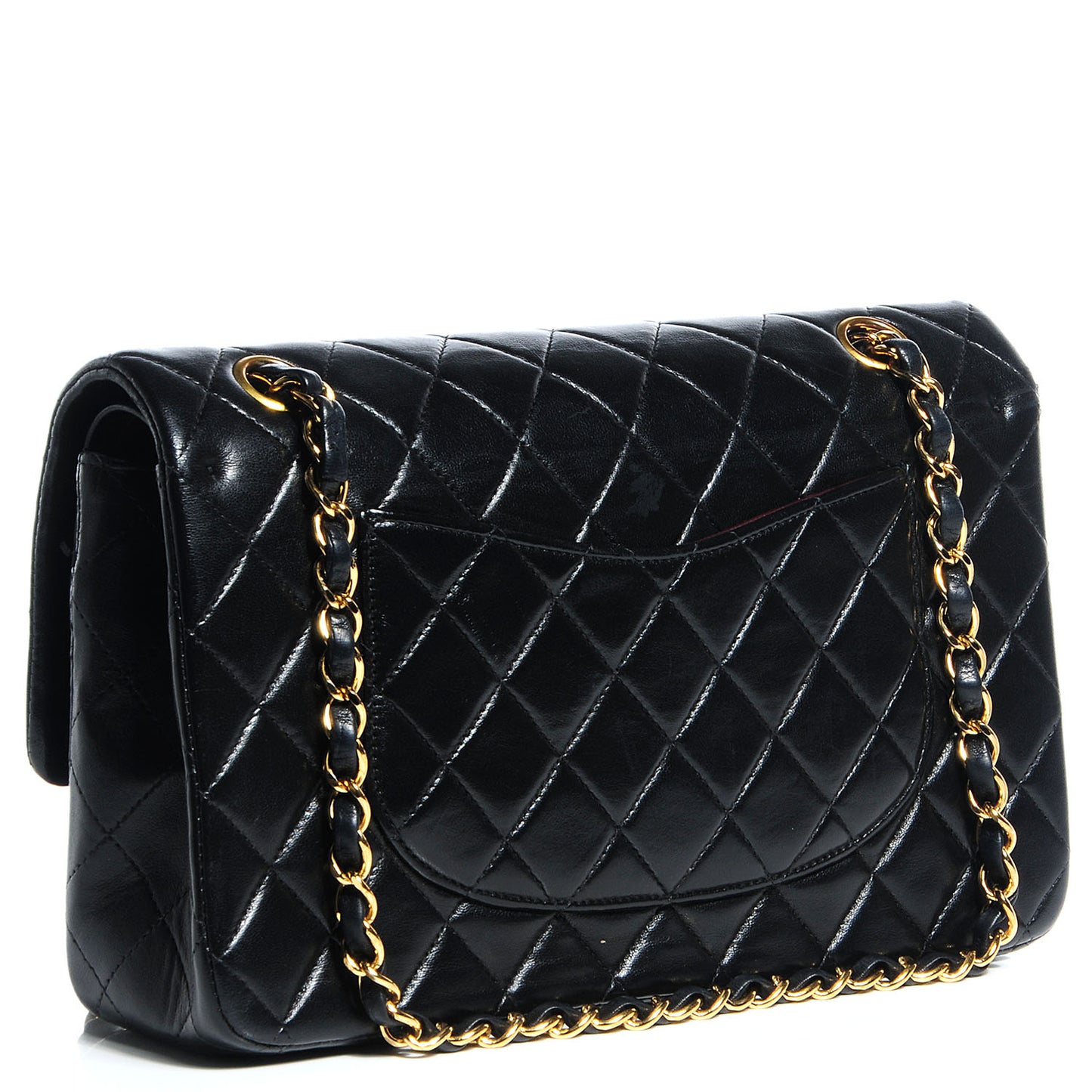Lambskin Medium Double Flap Black