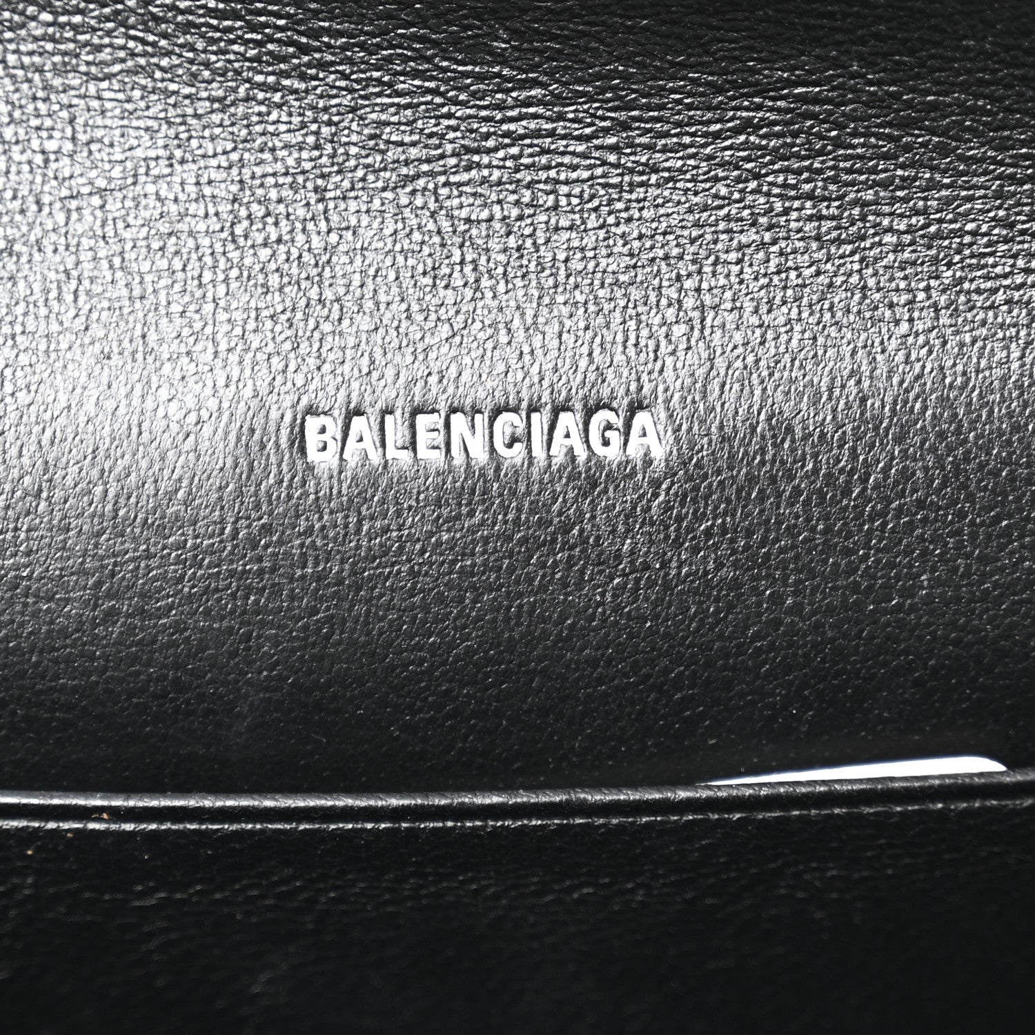 Balenciaga Grained Calfskin Logo Cash Phone Holder Wallet On Chain Black White 6 of 9