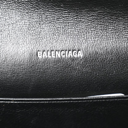 Balenciaga Grained Calfskin Logo Cash Phone Holder Wallet On Chain Black White 6 of 9