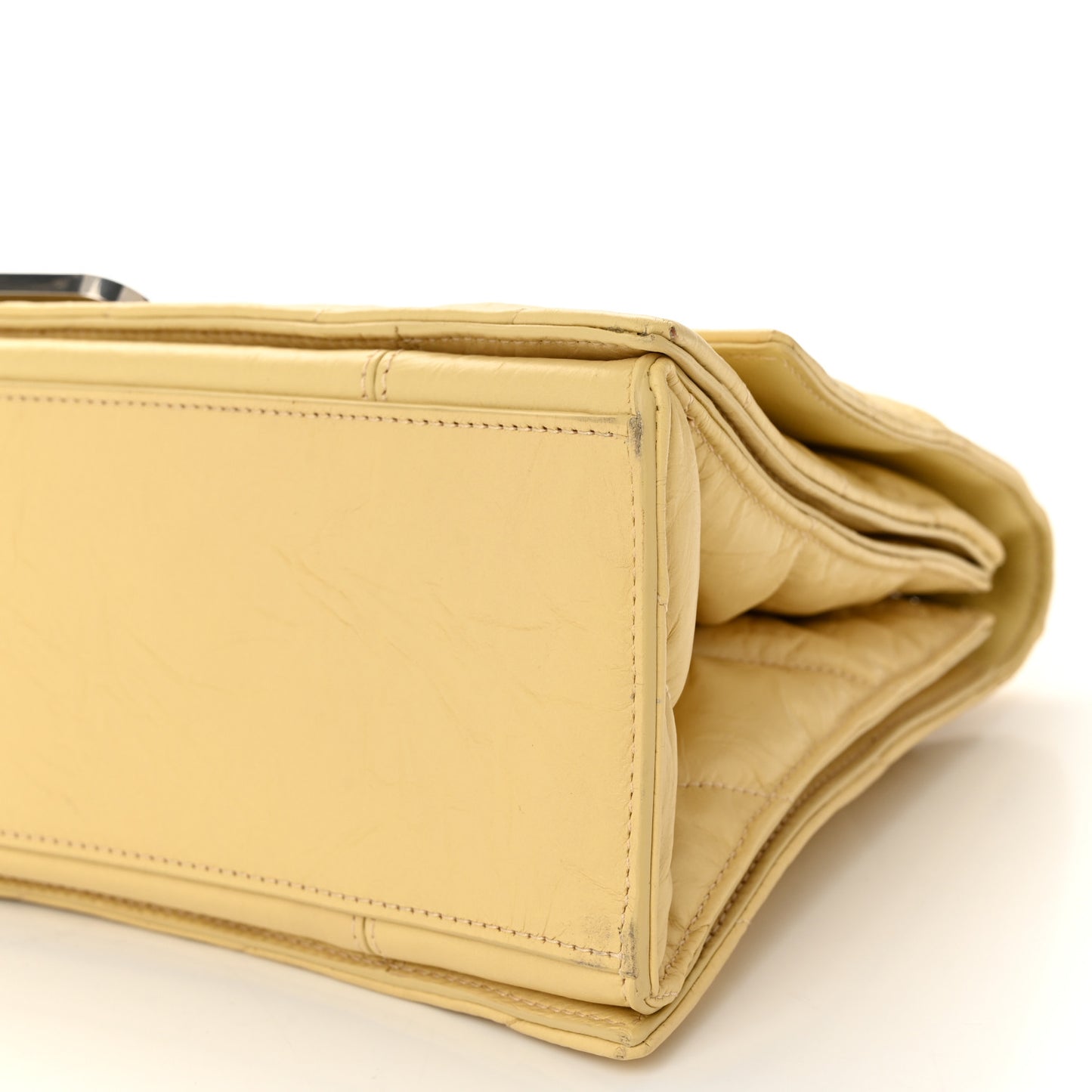 Crushed Calfskin Quilted Medium Crush Chain Bag Butter Yellow