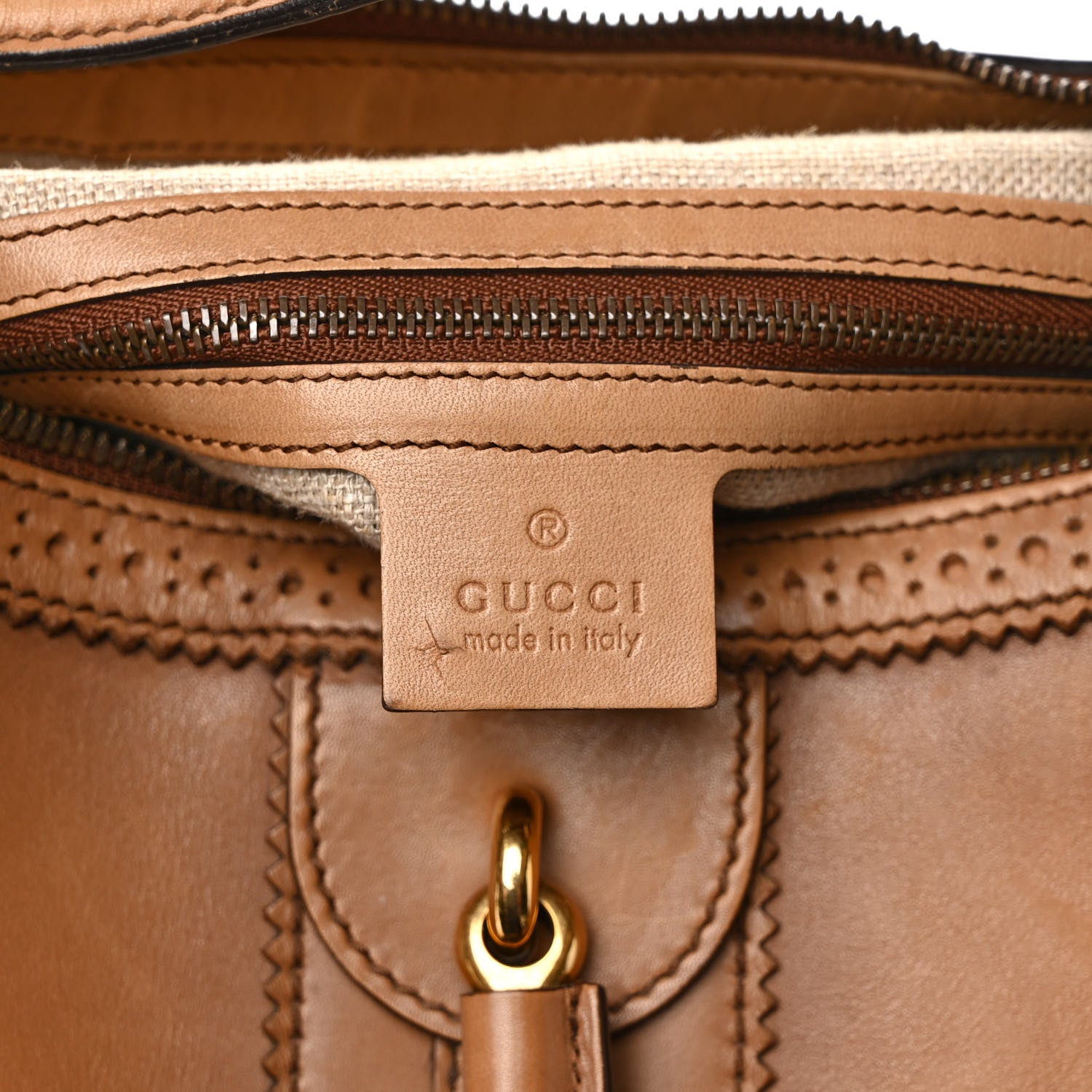 Gucci Calfskin Duilio Brogue Hobo Honey 7 of 12