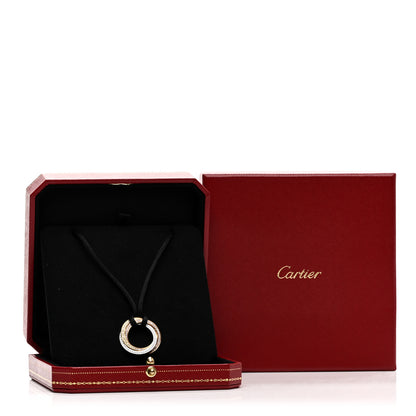 Cartier 18K Pink Yellow White Gold Diamond Medium Pave Trinity Cord Necklace 5 of 5