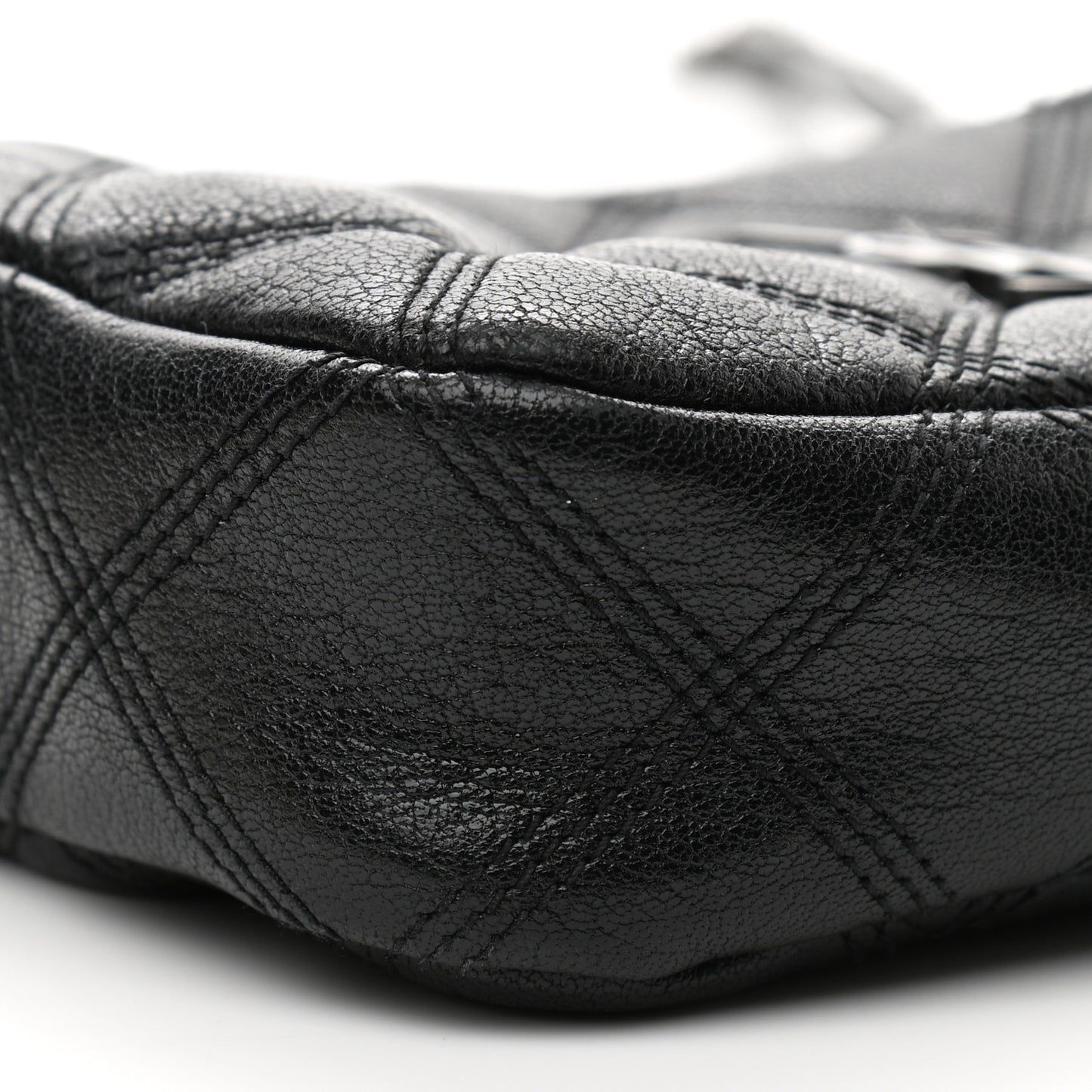 Grained Lambskin Quilted Mini Becky Double Zip Bag Black