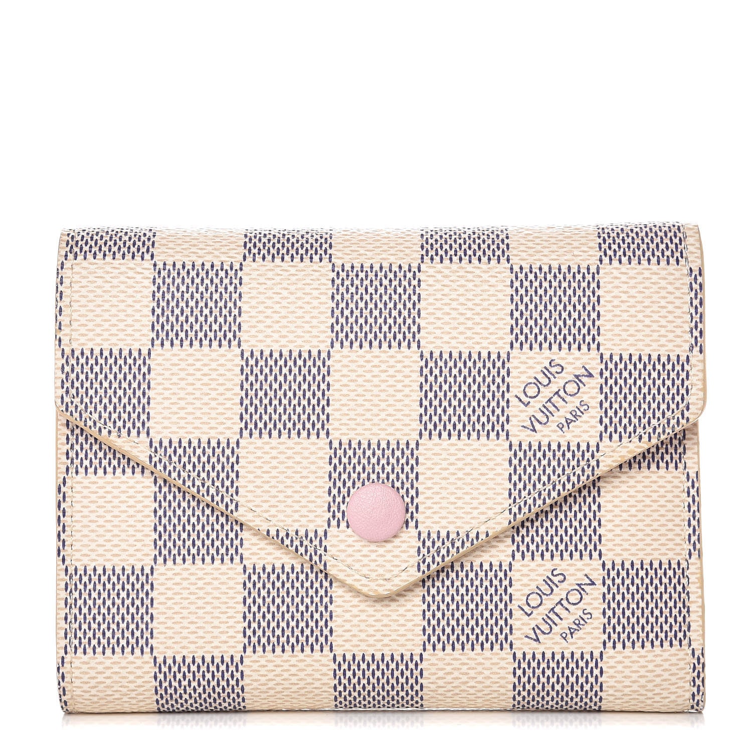 Louis Vuitton Damier Azur Victorine Wallet Rose Ballerine 1 of 8