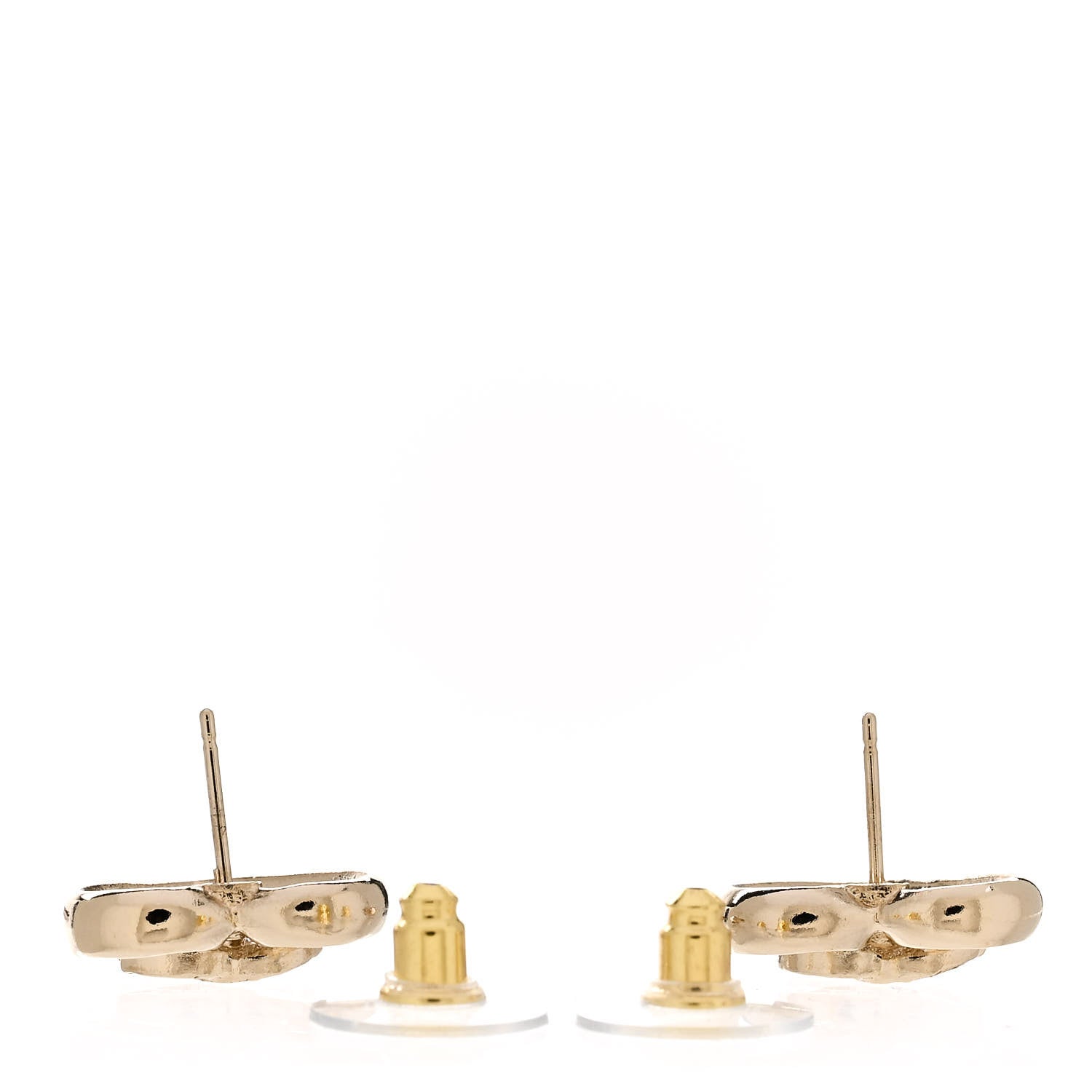 Chanel Metal Crystal CC Logo Heart Earrings Gold 3 of 5