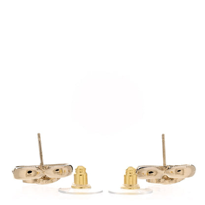 Chanel Metal Crystal CC Logo Heart Earrings Gold 3 of 5