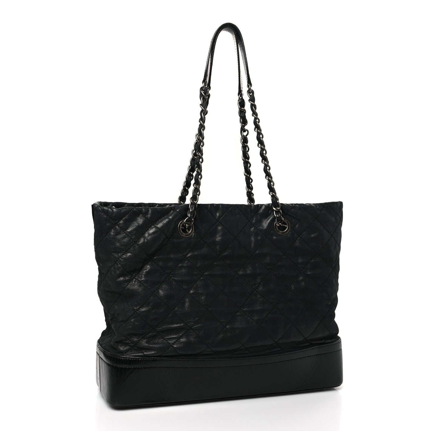 Iridescent Calfskin Quilted Large VIP Tote Black