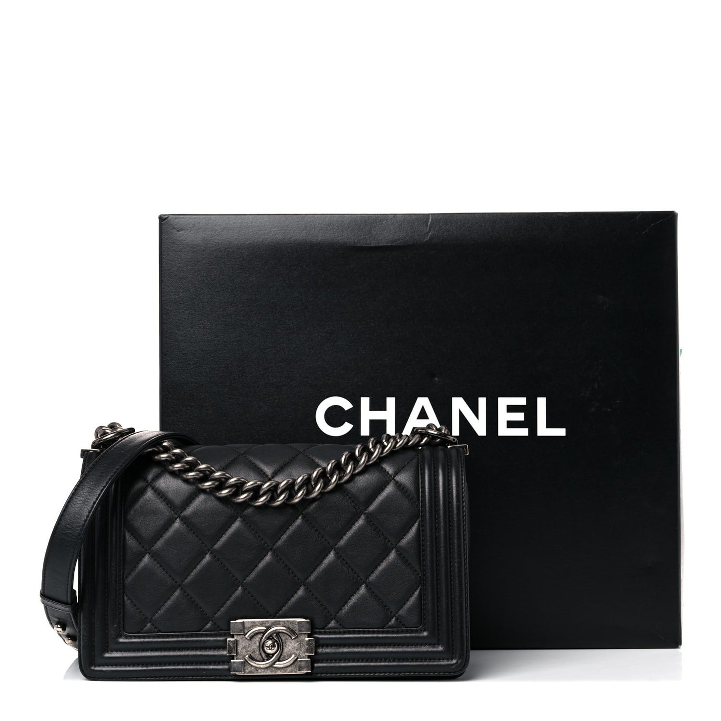 Calfskin Quilted Medium Boy Flap Black