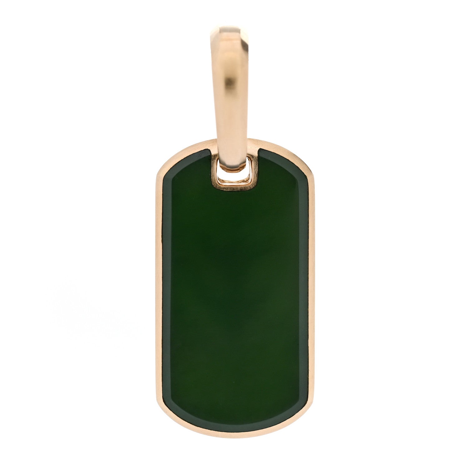 David Yurman 18K Yellow Gold Nephrite Jade 21mm Chevron Dog Tag Pendant 1 of 5