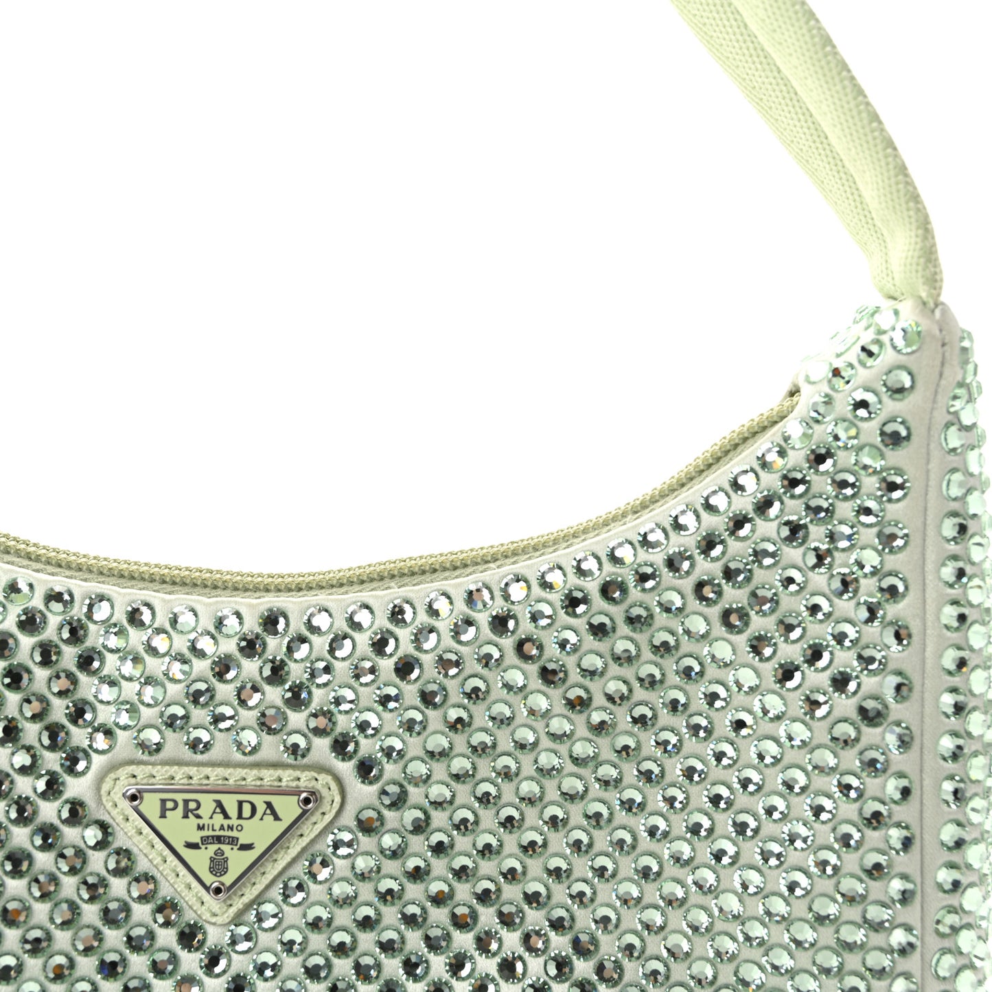 Satin Crystal Mini Re-Edition 2000 Bag Acqua