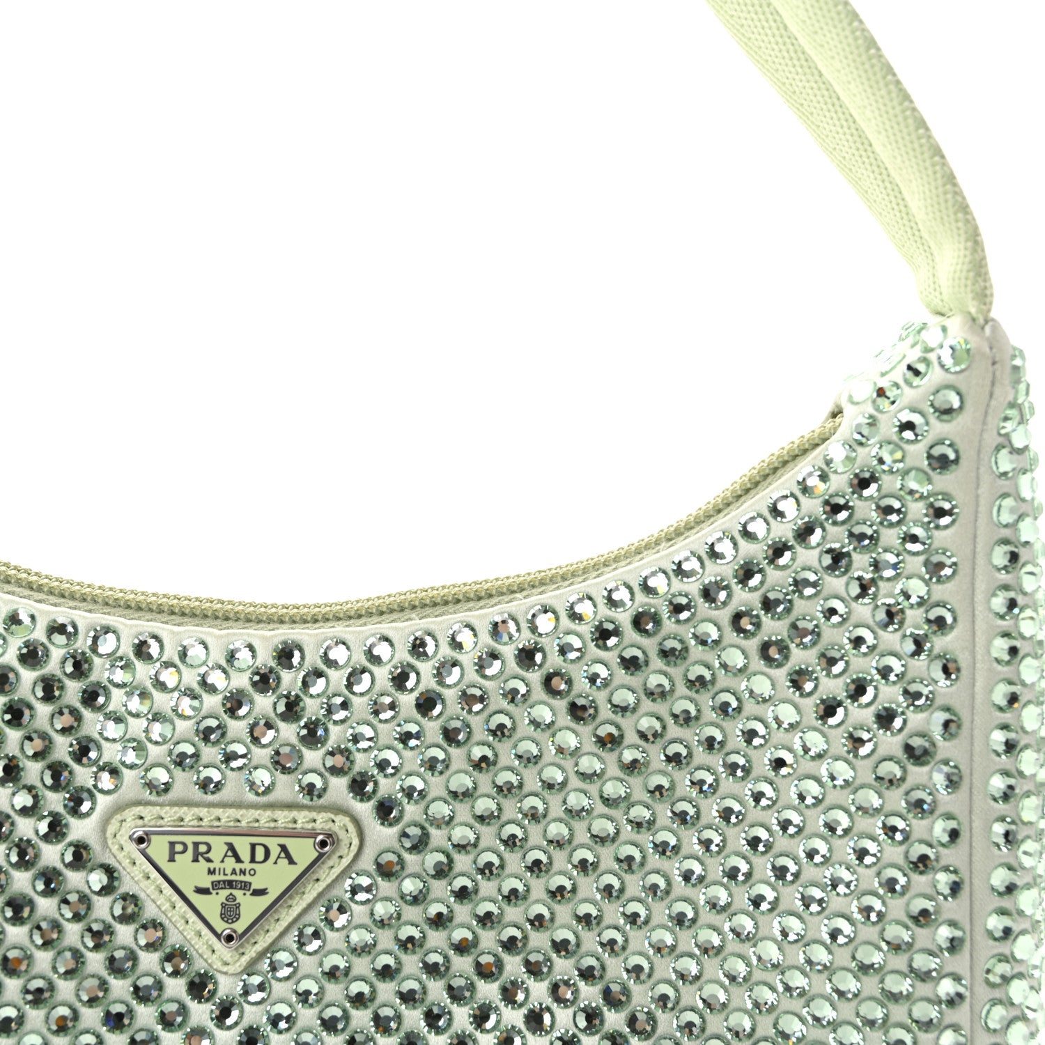 Prada Satin Crystal Mini Re-Edition 2000 Bag Acqua 7 of 9