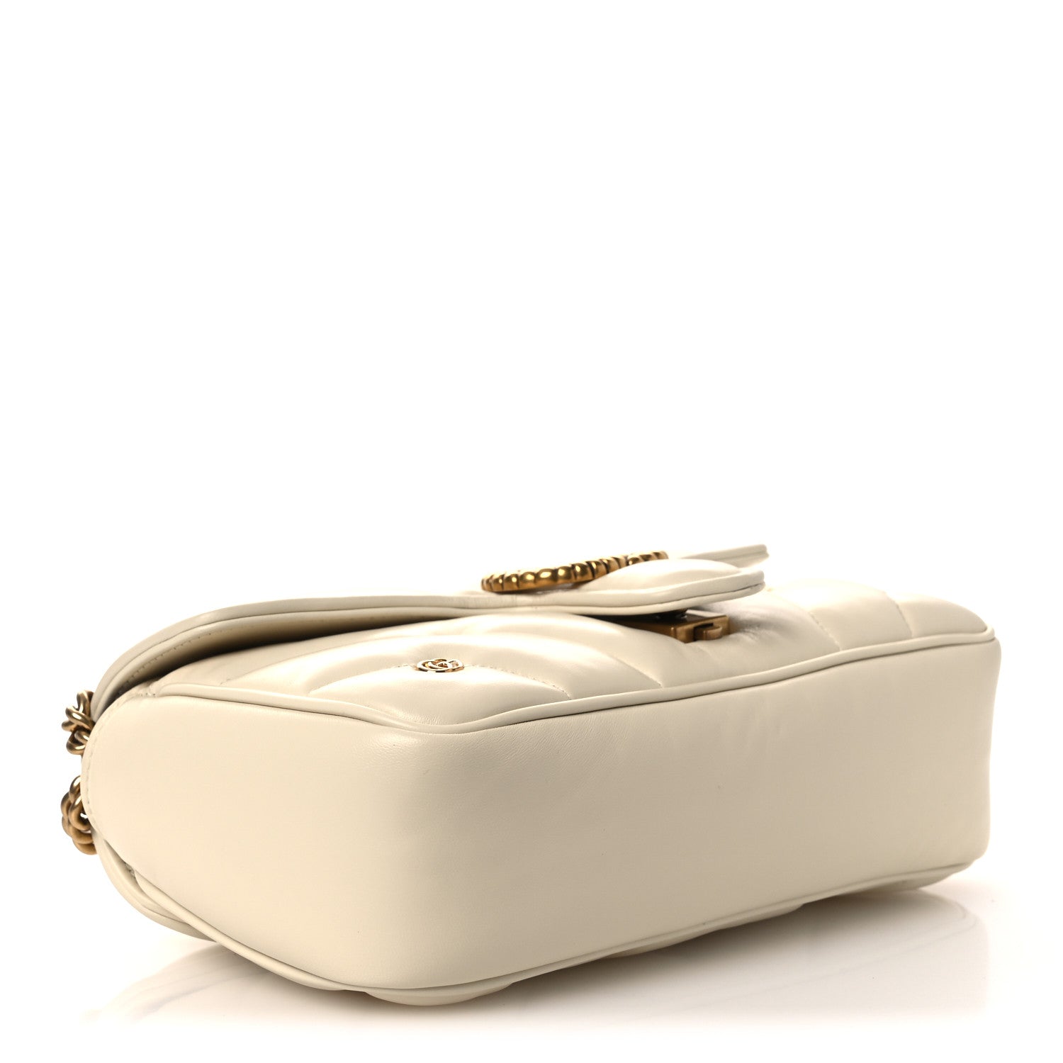 Gucci Nappa Matelasse Double G Studs Small Torchon GG Marmont Shoulder Bag Mystic White 4 of 11