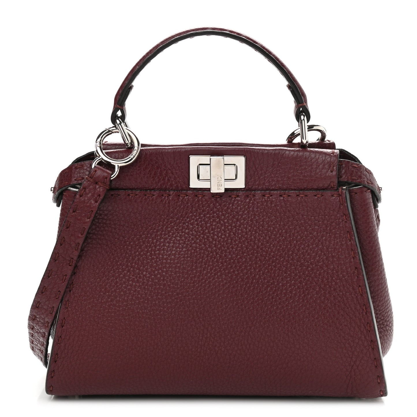 Cuoio Romano Selleria Bi-Color Mini Peekaboo Iconic Satchel Bordeaux Grigio Polvere