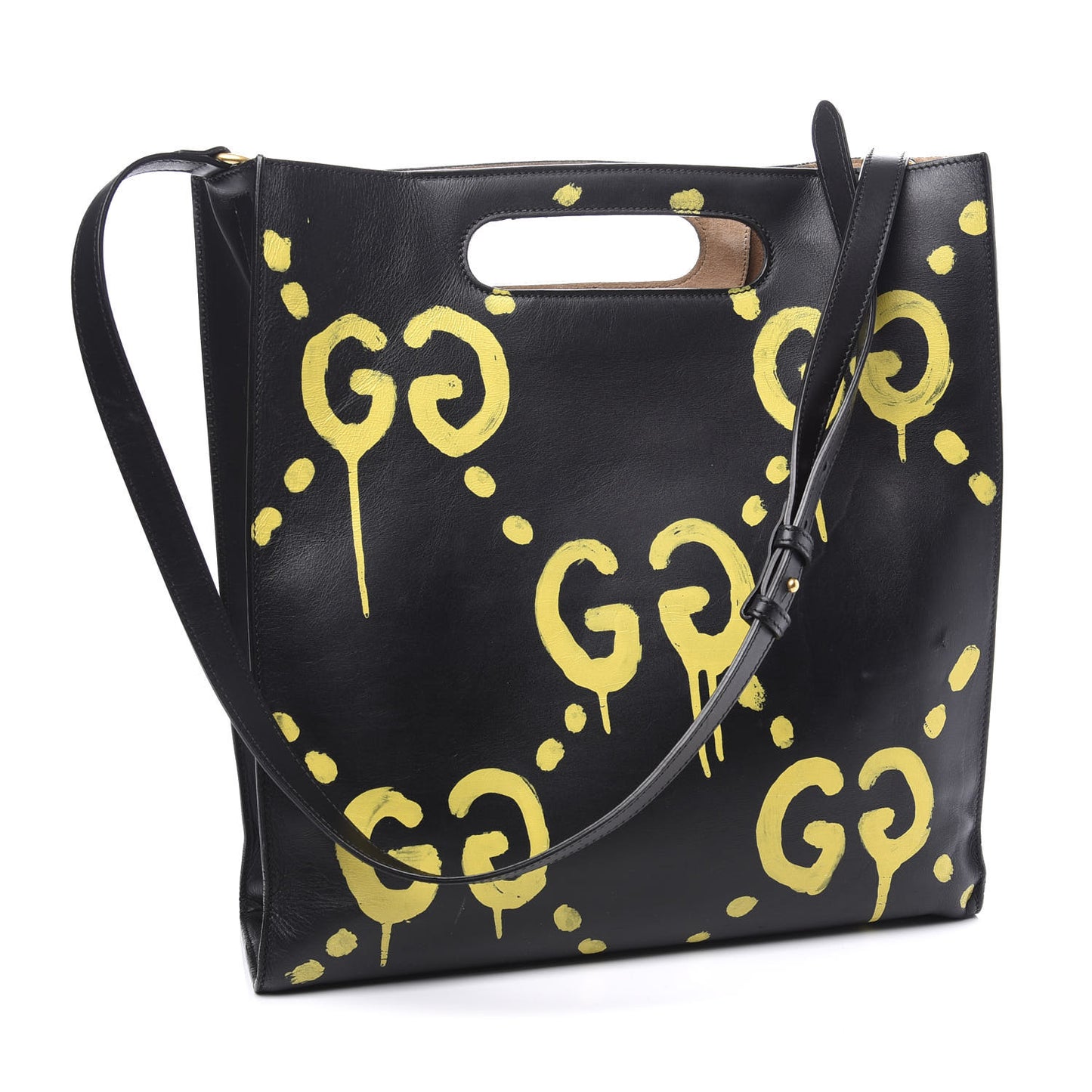 Calfskin GucciGhost Real Medium XL Tote Black Yellow
