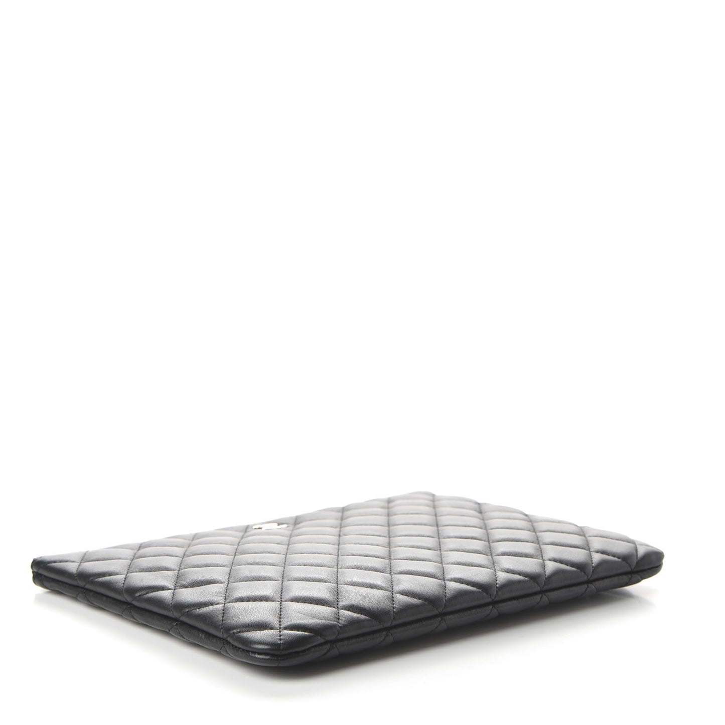 Lambskin Quilted Medium Cosmetic Case Black