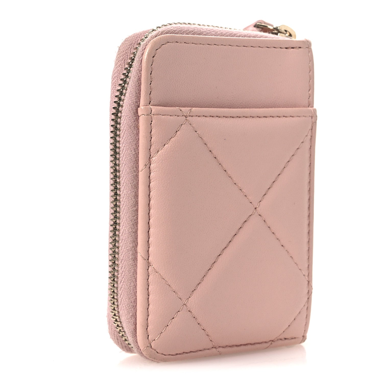 m　CHANEL Chanel Lambskin Quilted Chanel 19 Vertical Zip Card Holder Wallet
