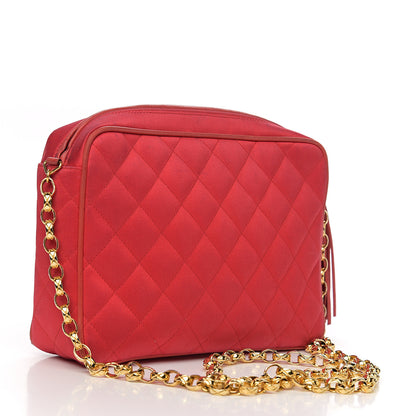 Chanel Satin Quilted CC Tassel Camera Case Red 2 of 15