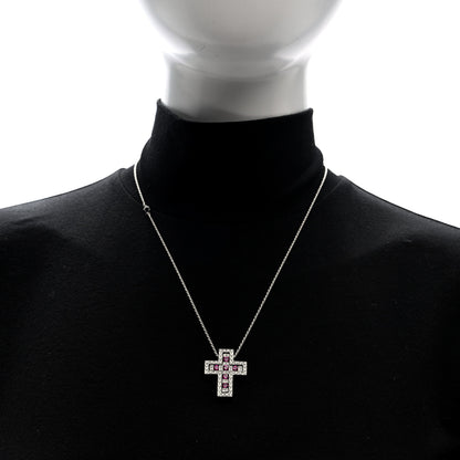 Damiani 18K White Gold Diamond Ruby Belle Epoque Cross Pendant Necklace 2 of 4