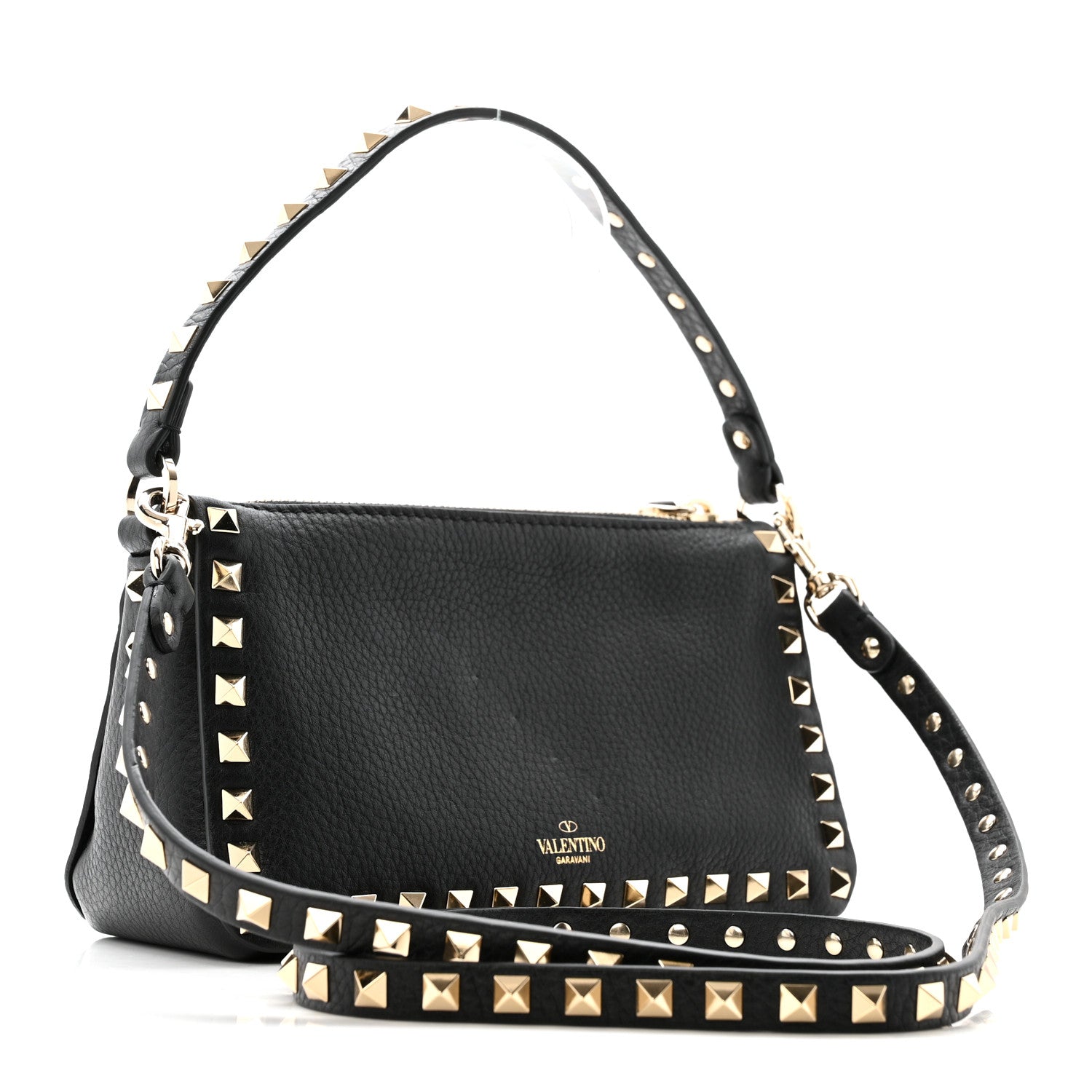 Valentino Garavani Grained Calfskin Small Rockstud All Over Crossbody Bag Black 3 of 9