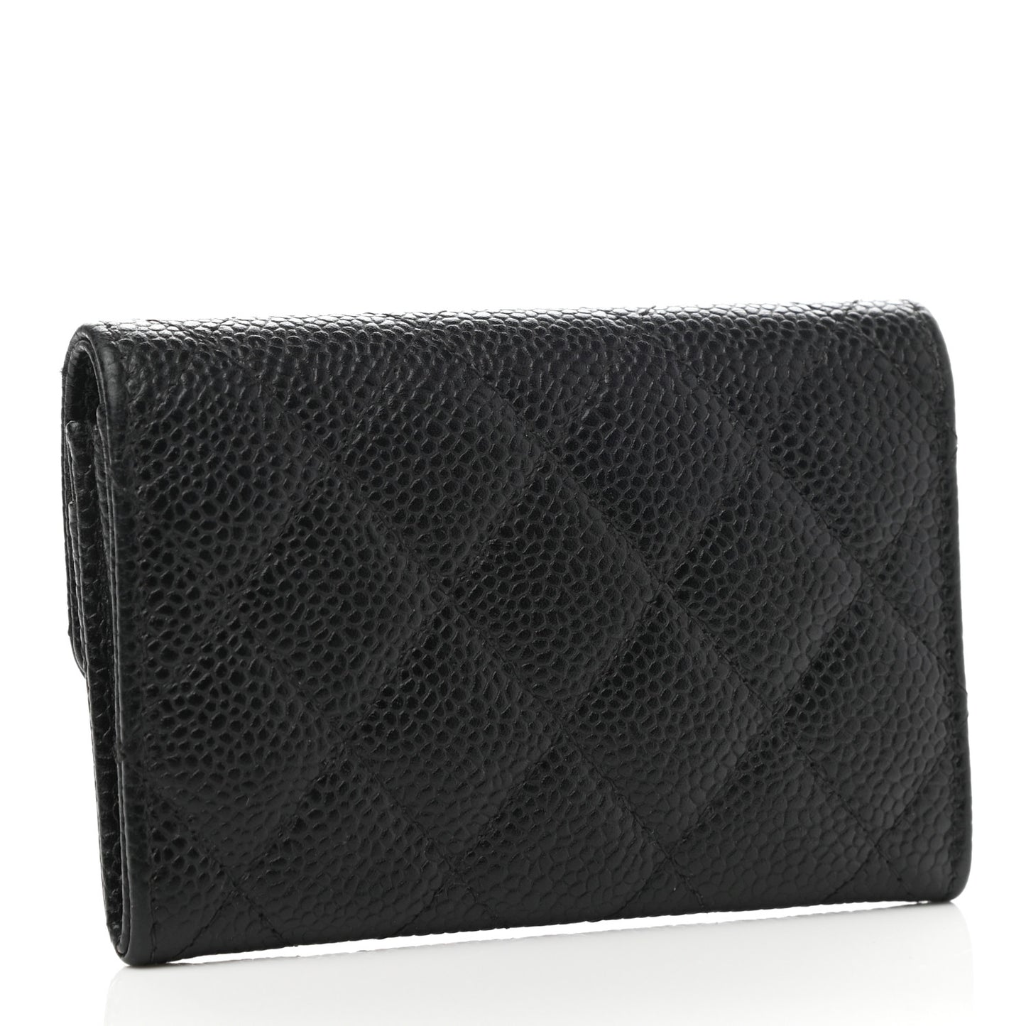 Caviar Quilted Flap Card Holder Black