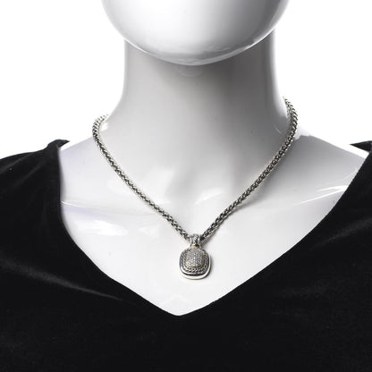 David Yurman Sterling Silver 18K Yellow Gold Diamond 9mm Albion Enhancer Pendant Necklace 2 of 5