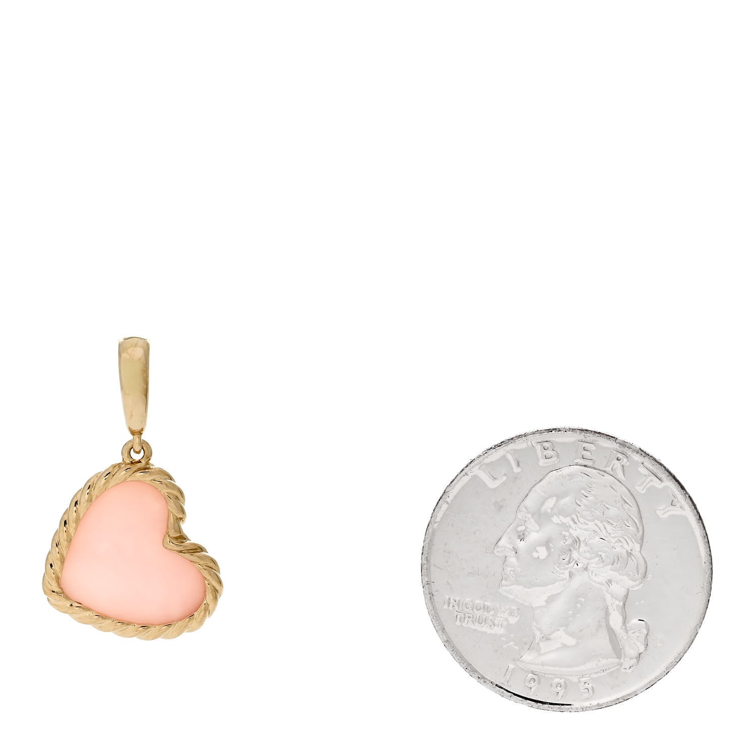 David Yurman 18K Yellow Gold Pink Opal Elements Heart Amulet Pendant 2 of 4