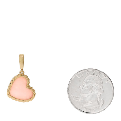 David Yurman 18K Yellow Gold Pink Opal Elements Heart Amulet Pendant 2 of 4