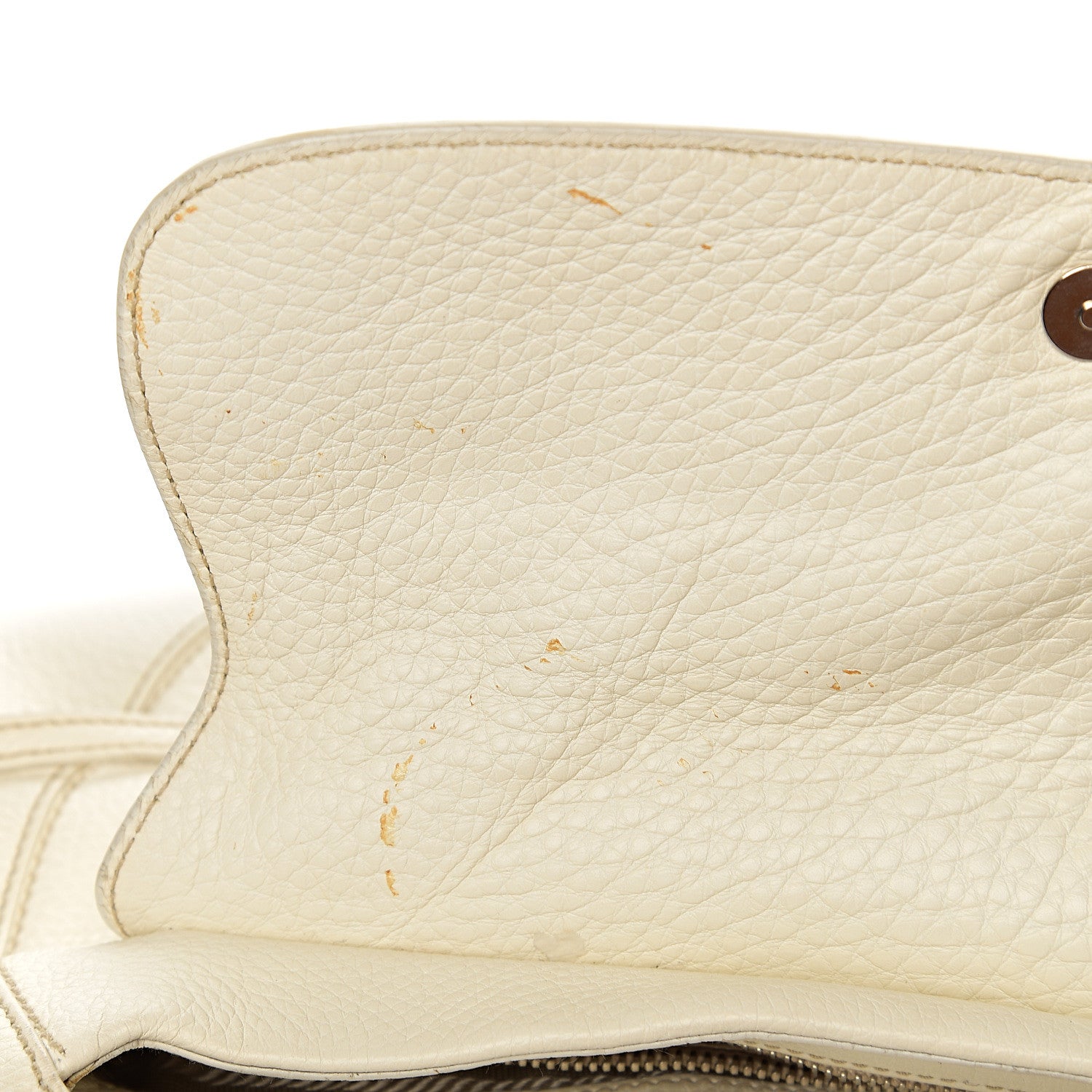 Prada Vitello Daino Metal Bar Top Handle Shoulder Bag White 11 of 18